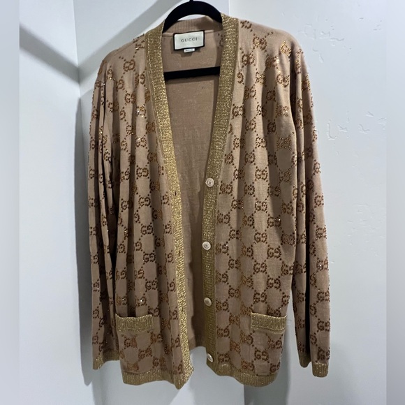 Gucci GG Monogram Gold Lurex Cargigan